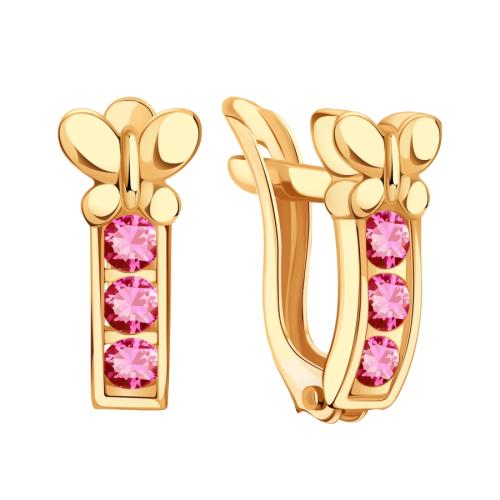 Золотые серьги с фианитом KARATOV Т10202В682-01