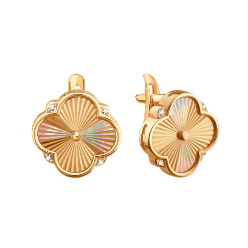 Золотые серьги с фианитом KARATOV Т10262Г453