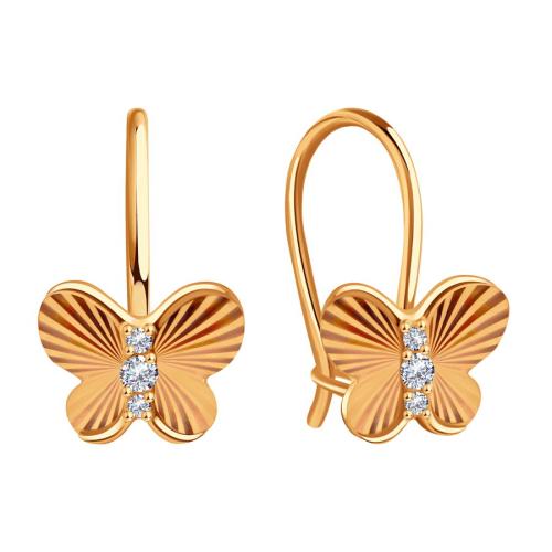 Золотые серьги с фианитом KARATOV Т10262Г930