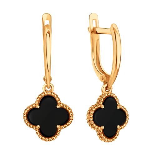 Золотые серьги с ониксом KARATOV Т10302Г058