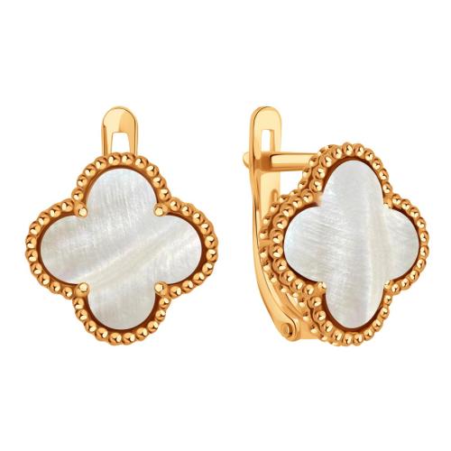 Золотые серьги с перламутром KARATOV Т10302Г059-01