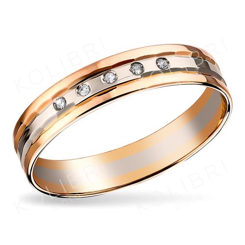 Золотое обручальное кольцо с бриллиантом KARATOV Т131613708