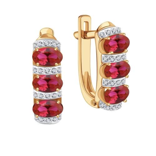 Золотые серьги с бриллиантом и рубином KARATOV Т14102В537-01-01