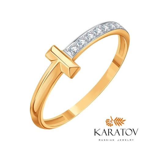 Золотое кольцо с фианитом KARATOV Т14201Б565 Золотое кольцо с фианитом KARATOV Т14201Б565