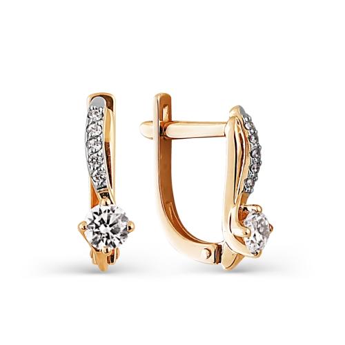 Золотые серьги с фианитом KARATOV Т142024838