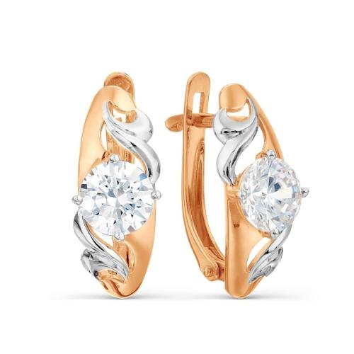 Золотые серьги с фианитом KARATOV Т142028449 Золотые серьги с фианитом KARATOV Т142028449