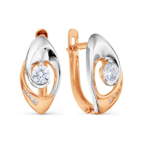 Золотые серьги с фианитом KARATOV Т142028784