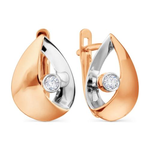 Золотые серьги с фианитом KARATOV Т142029008