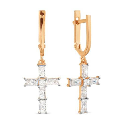 Золотые серьги с фианитом KARATOV Т142029277