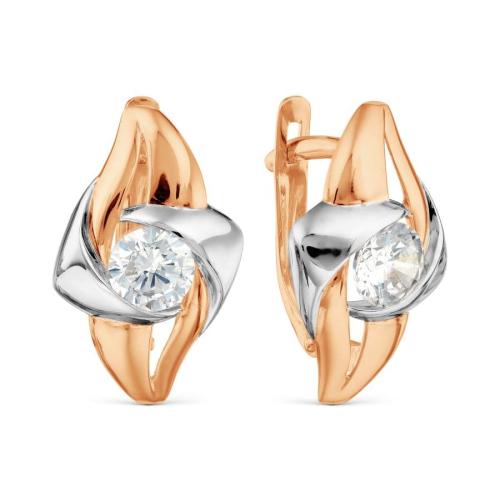 Золотые серьги с фианитом KARATOV Т142029367