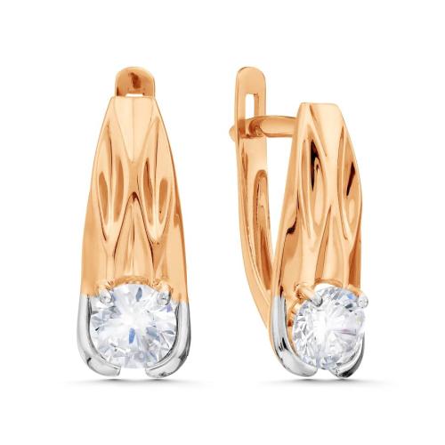 Золотые серьги с фианитом KARATOV Т142029707