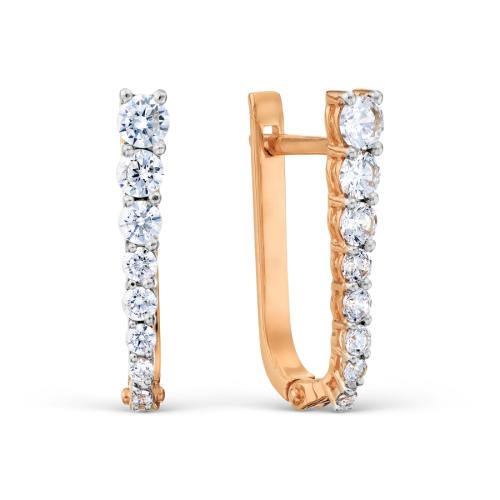 Золотые серьги с фианитом KARATOV Т14202В019