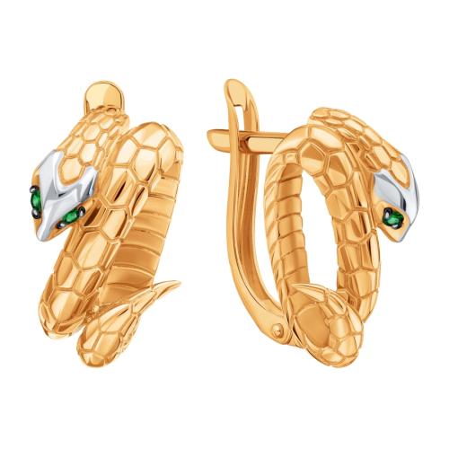 Золотые серьги с фианитом KARATOV Т14202В224