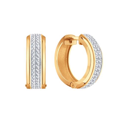 Золотые серьги с фианитом KARATOV Т14202В408