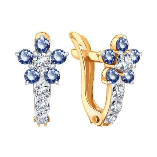 Золотые серьги с фианитом KARATOV Т14202В681-02