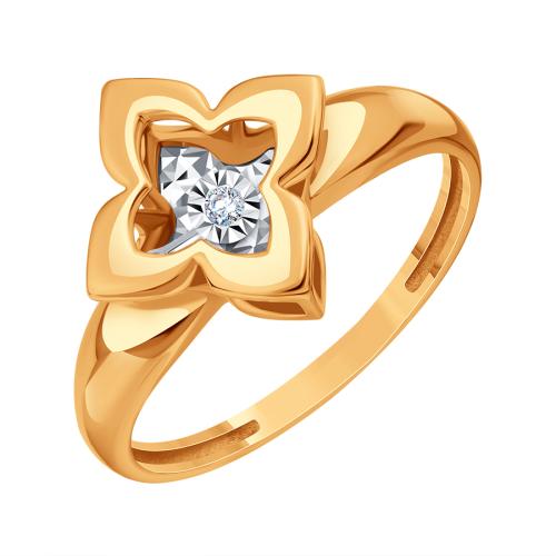 Кольцо с танцующим бриллиантом из золота KARATOV Т14561Б763