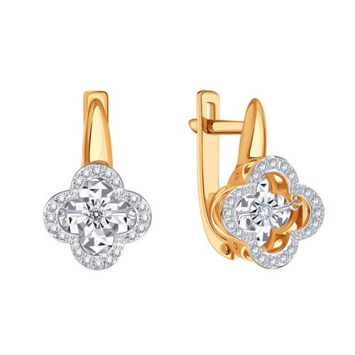 Серьги с танцующим бриллиантом из золота KARATOV Т14562В995