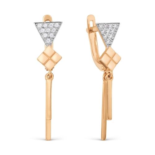 Золотые серьги с фианитом KARATOV Т147029966