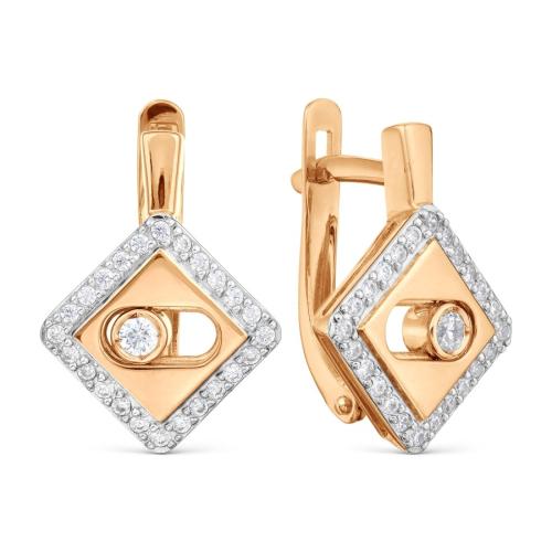 Золотые серьги с фианитом KARATOV Т14702Б130