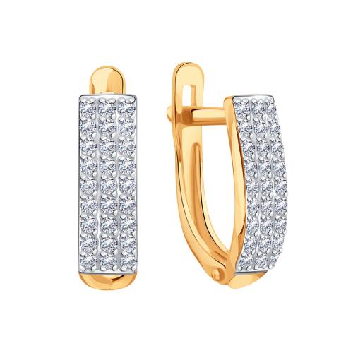 Золотые серьги дорожки с фианитом KARATOV Т14702В820