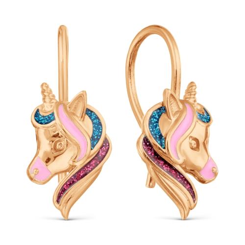 Золотые серьги с эмалью KARATOV Т15002Б411 Золотые серьги с эмалью KARATOV Т15002Б411