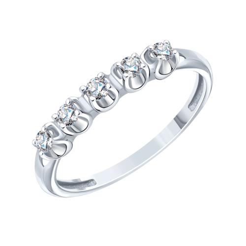 Кольцо дорожка из белого золота с фианитом KARATOV Т30201Б427