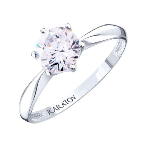 Помолвочное кольцо из белого золота с фианитом KARATOV Т30201Д893-К