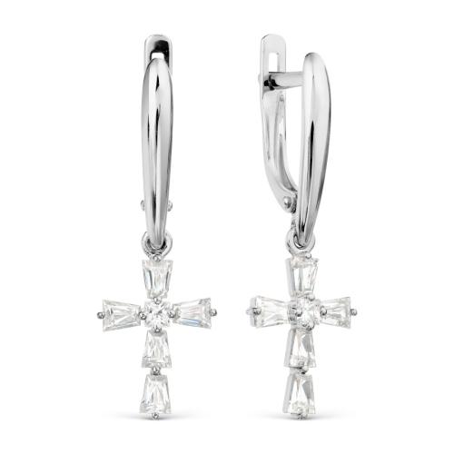 Серьги из белого золота с фианитом KARATOV Т302029276