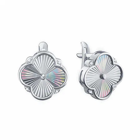 Серьги из белого золота с фианитом KARATOV Т30262Г453