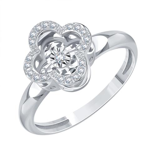 Кольцо с танцующим бриллиантом из белого золота KARATOV Т30561Б761