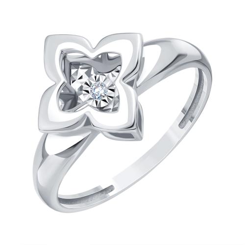 Кольцо с танцующим бриллиантом из белого золота KARATOV Т30561Б763