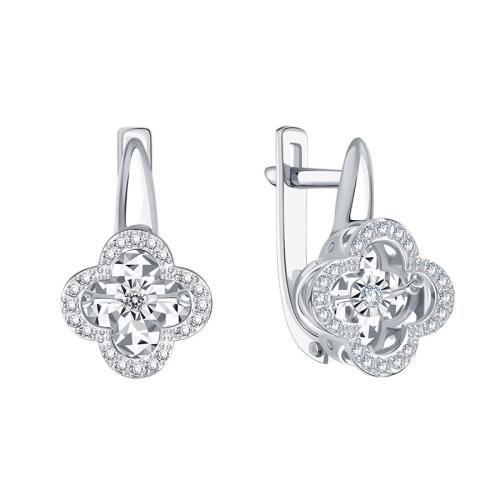 Серьги с танцующим бриллиантом из белого золота KARATOV Т30562В995 Серьги с танцующим бриллиантом из белого золота KARATOV Т30562В995