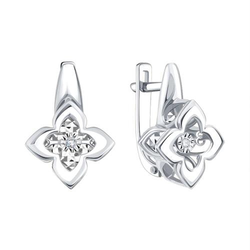 Серьги с танцующим бриллиантом из белого золота KARATOV Т30562В997