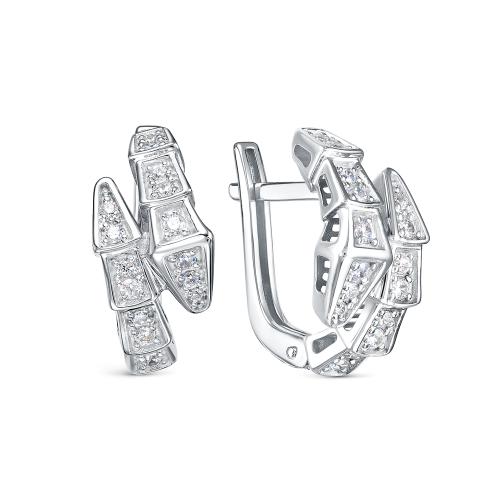Серьги из белого золота с фианитом BERGER б120323