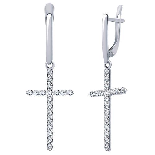 Длинные серьги из белого золота с фианитом АТОЛЛ б22121 Длинные серьги из белого золота с фианитом АТОЛЛ б22121