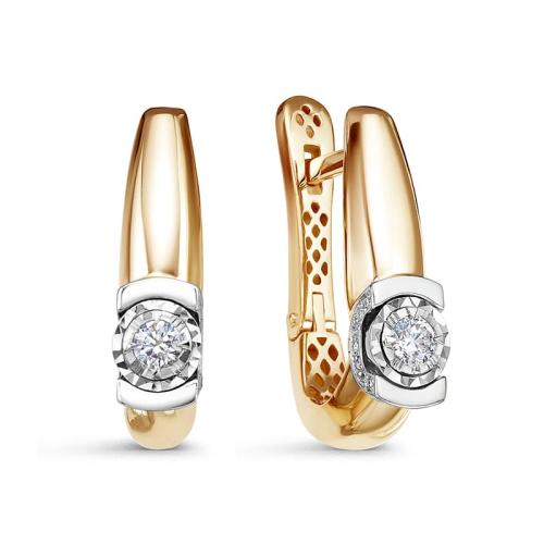 Золотые серьги с бриллиантом DEL'TA ди120649р