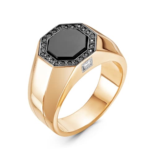 Мужская печатка из золота с фианитом DEL'TA дп040002