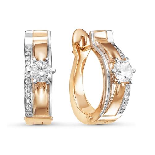 Золотые серьги с фианитом DEL'TA дф120022