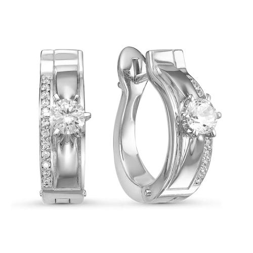 Серьги из белого золота с фианитом DEL'TA дф120022б