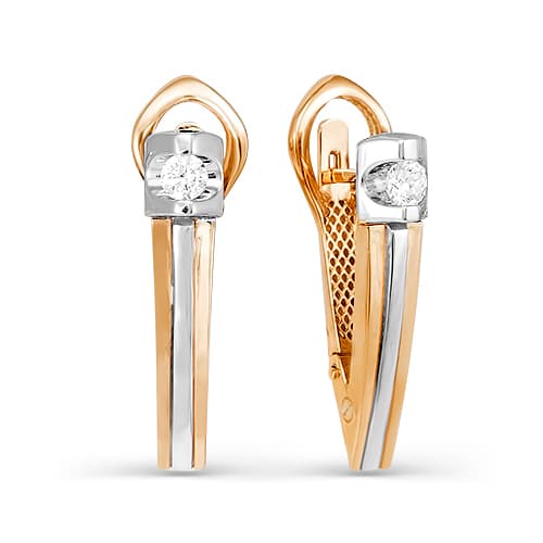 Золотые серьги с фианитом DEL'TA дф120052