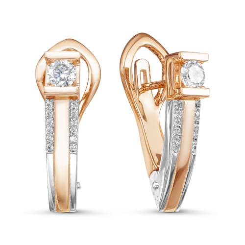 Золотые серьги с фианитом DEL'TA дф120064