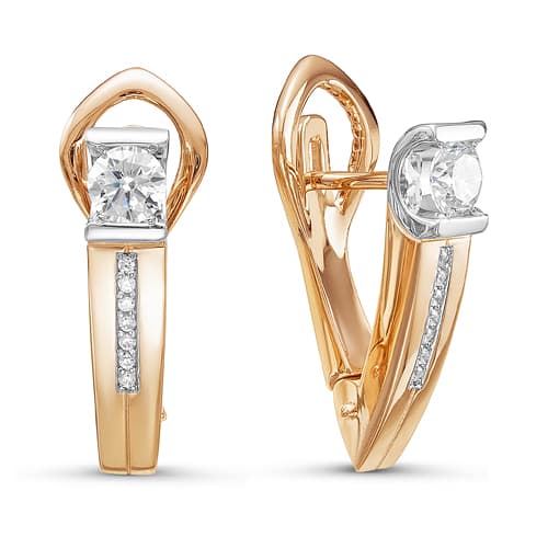 Золотые серьги с фианитом DEL'TA дф120083