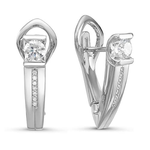 Серьги из белого золота с фианитом DEL'TA дф120083б