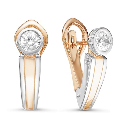 Золотые серьги с фианитом DEL'TA дф120108