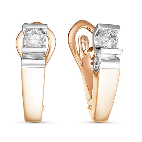 Золотые серьги с фианитом DEL'TA дф120138