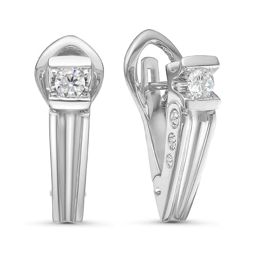 Серьги из белого золота с фианитом DEL'TA дф120140б