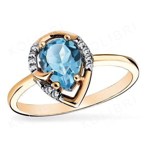 Золотое кольцо с топазом и фианитом АТОЛЛ К8189_1 Золотое кольцо с топазом и фианитом АТОЛЛ К8189_1