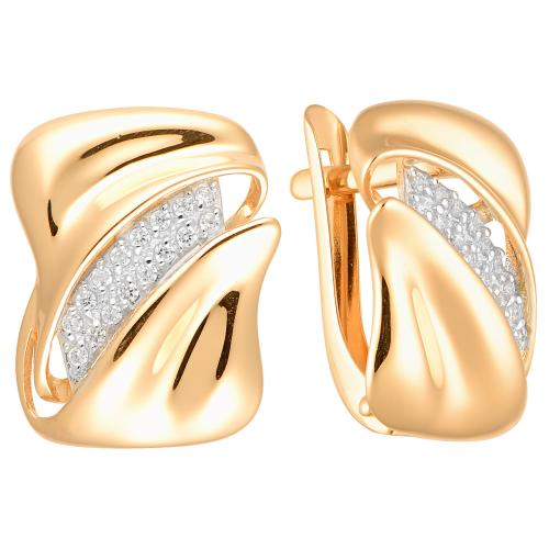 Золотые серьги с фианитом АЛЕКСАНДРА кл2174а