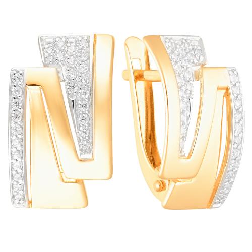 Золотые серьги с фианитом АЛЕКСАНДРА кл2241а-01