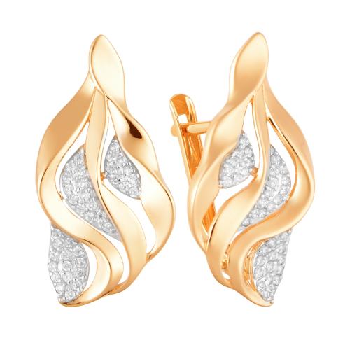 Золотые серьги с фианитом АЛЕКСАНДРА кл2723а-01